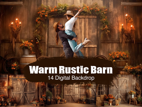 Warm Rustic Barn: Charming Countryside Digital Backdrops for Authentic Photography