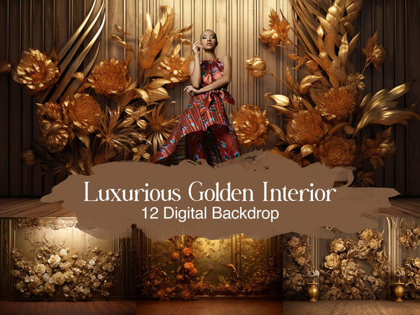 Luxurious Golden Interior Backdrops for Elegance and Sophistication in Your Photography