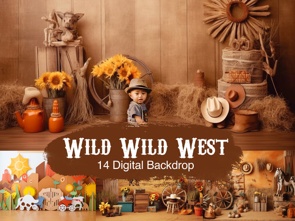 Wild Wild West Kids and Children Western Cowboy Photography Digital Backdrops