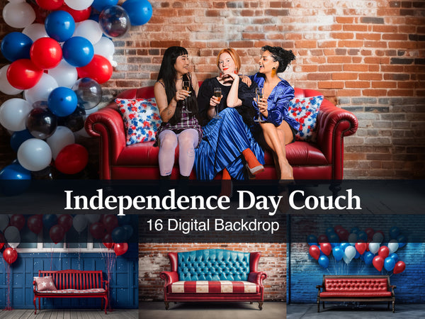 Independence Day Retro Couch, Fourth of July, Veterans Digital Backdrops
