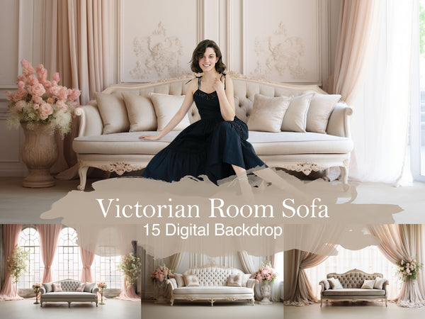 Victorian Room Sofa Backdrops - Embrace the Grandeur of a Bygone Era in Your Photography