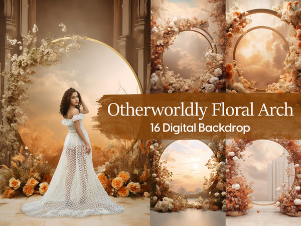 Otherworldly Floral Arch: Enchanting Digital Backdrops for Whimsical and Magical Photography