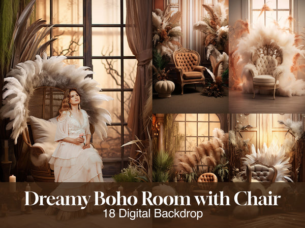 Dreamy Boho Room with Chair - Embrace Ethereal Charm and Captivating Backdrops