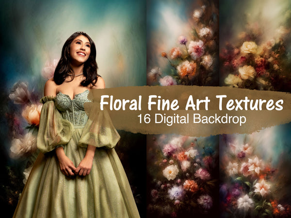 Floral Fine Art Texture Oil Painting Digital Backdrops