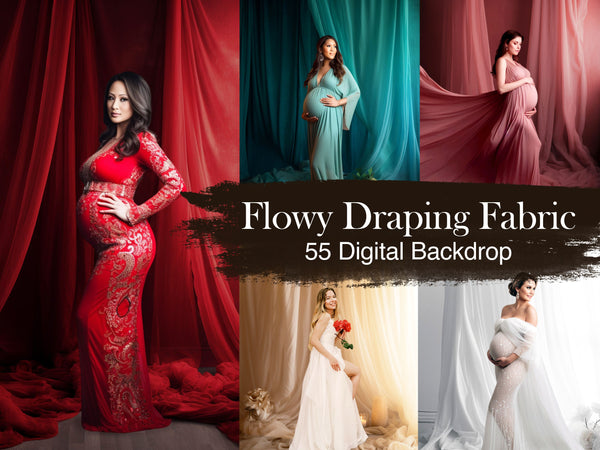 Flowy Draping Fabric in Multiple Colors Digital Backdrops Mega Bundle