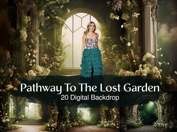 Pathway To the Lost Garden - A Breathtaking Digital Backdrop Set for Ethereal and Mystical Imagery