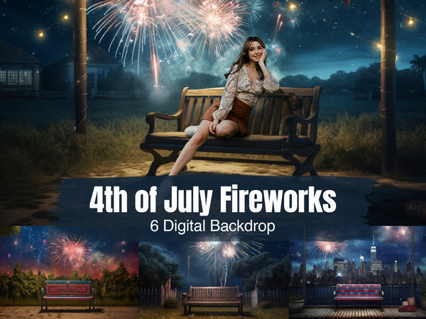 Fourth of July Fireworks, Independence Day, Veterans Digital Backdrops