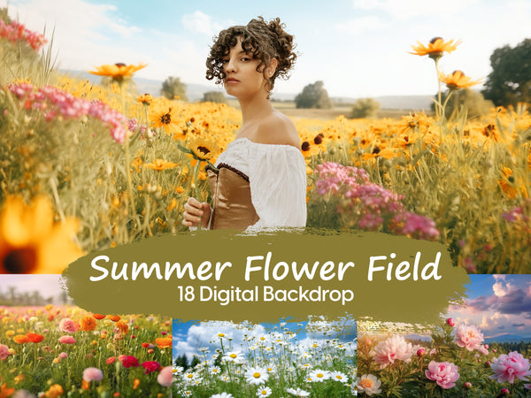 Summer Flower Field Colorful Vibrant and Youthful Digital Backdrops